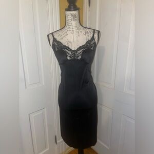 Vintage Vassarette Black Lace Trim Slip